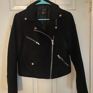 Forever 21 Black Leather Jacket with Silver Accents